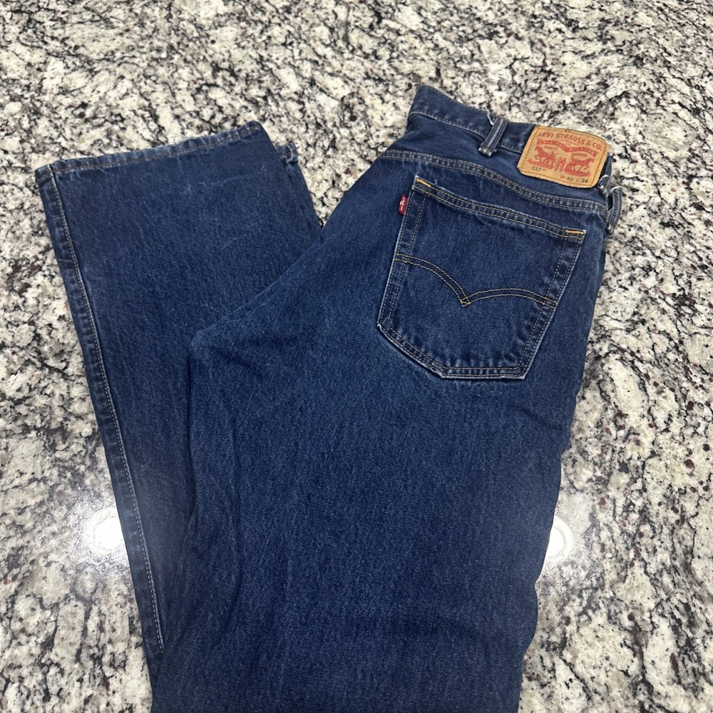 Levi's 517 Bootcut Jeans Men's Size 40x34 Amazing Dark Blue Wash 100% Cotton